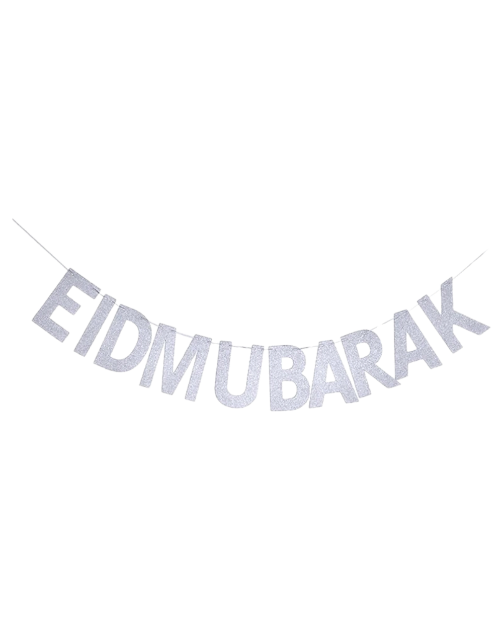 Banderoles Eid Mubarak pailletées argentées