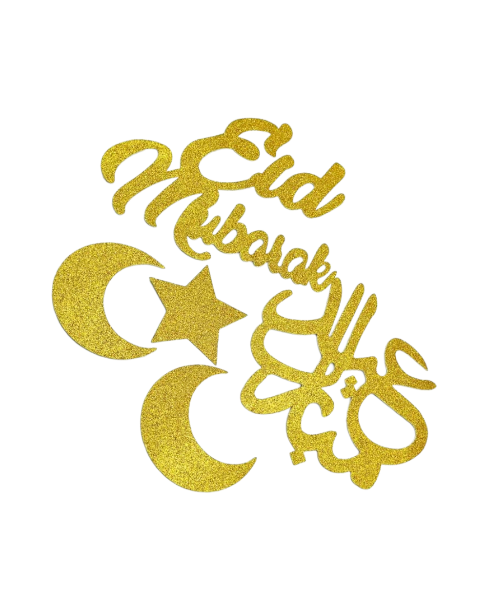 Décoration cartonnée pailletée Eid Mubarak - Doré