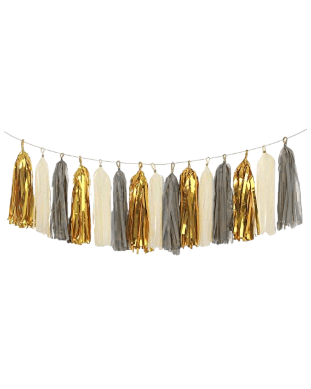 Guirlande de pompons en papier de soie Argent A - Happy Muz Deco