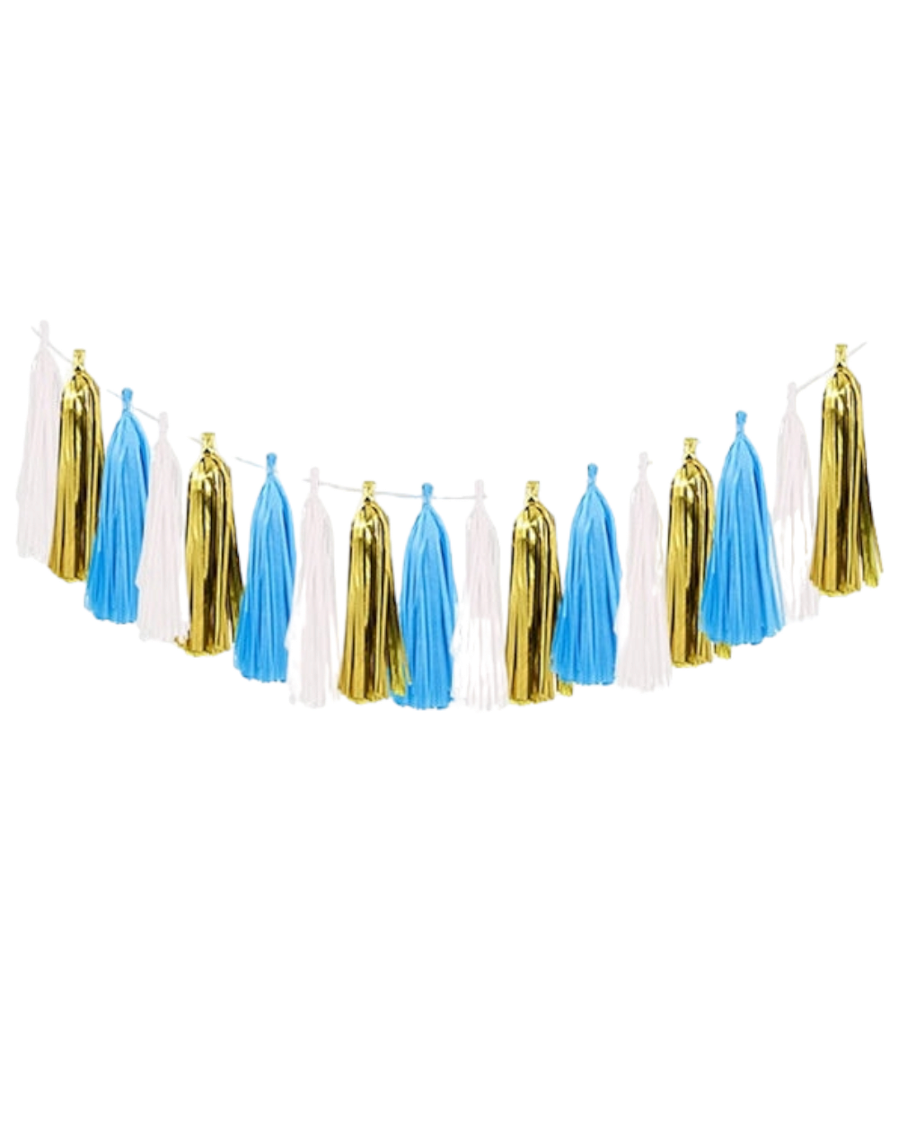 Guirlande de pompons en papier de soie - Bleu - Happy Muz Deco