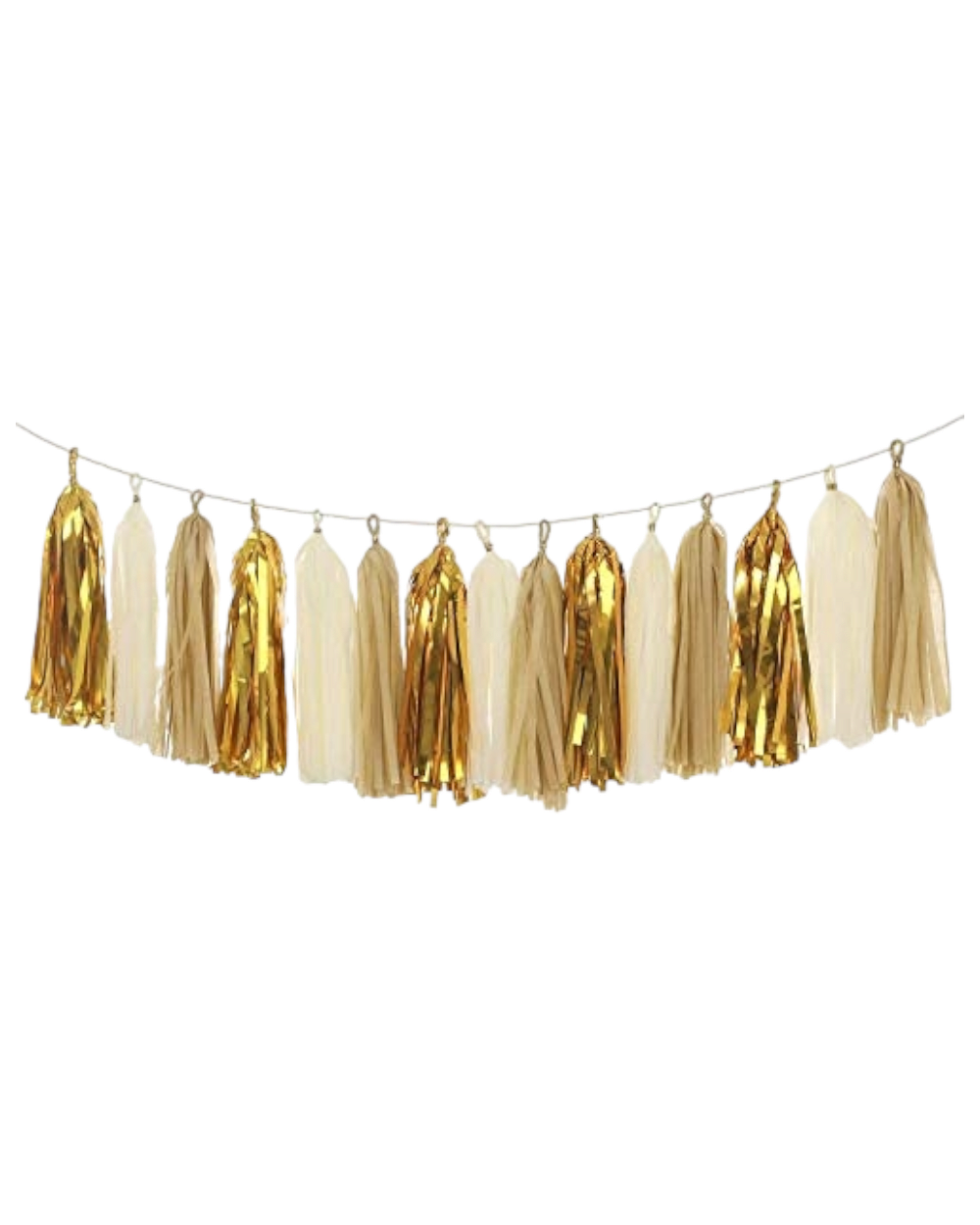 Guirlande de pompons en papier de soie - Doré - Happy Muz Deco
