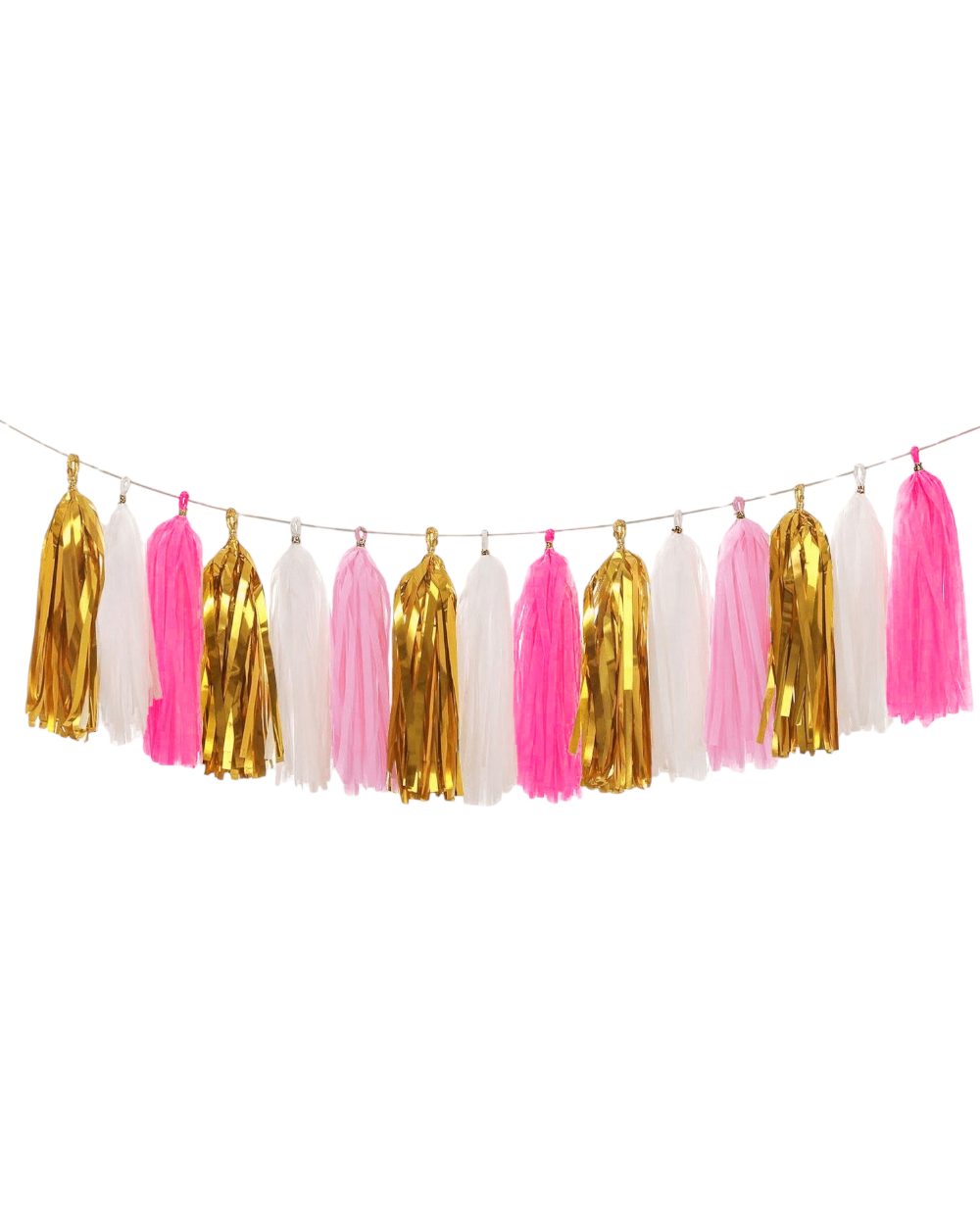 Guirlande de pompons en papier de soie - Rose - Happy Muz Deco