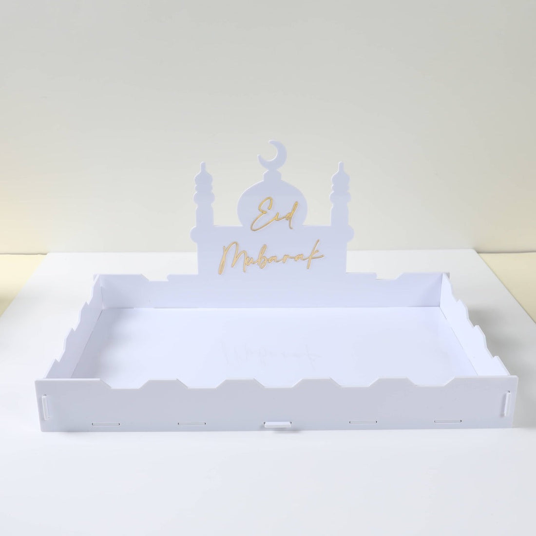 Plateau en Acrylique Eid Mubarak - Blanc et doré - Happy Muz Deco