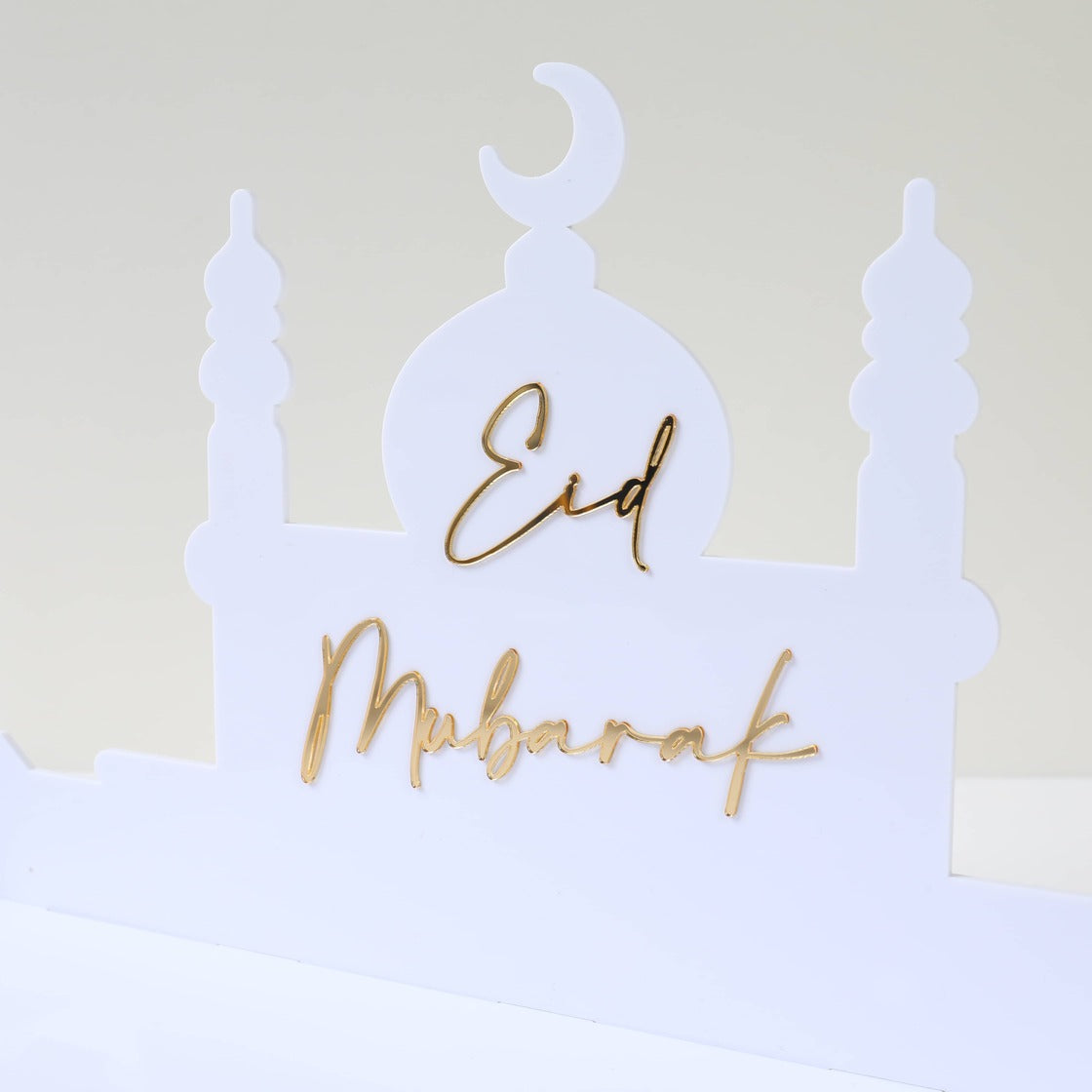 Plateau en Acrylique Eid Mubarak - Blanc et doré
