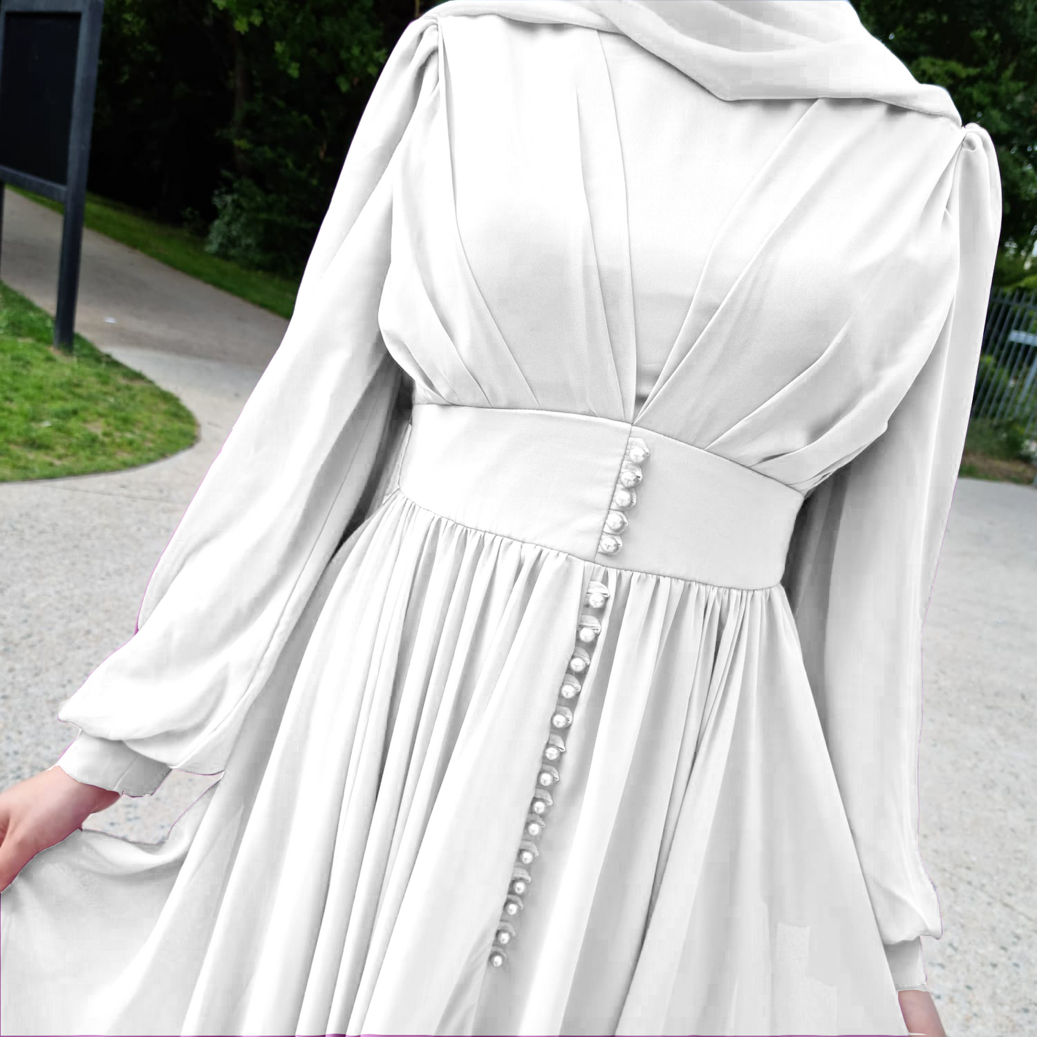Niyya mastour long white dress