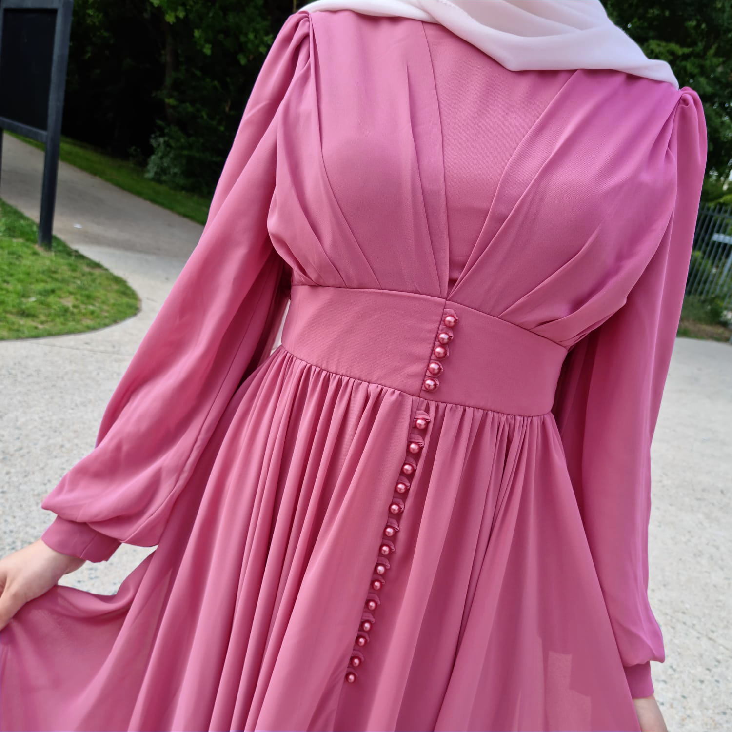 Niyya mastour long pink dress