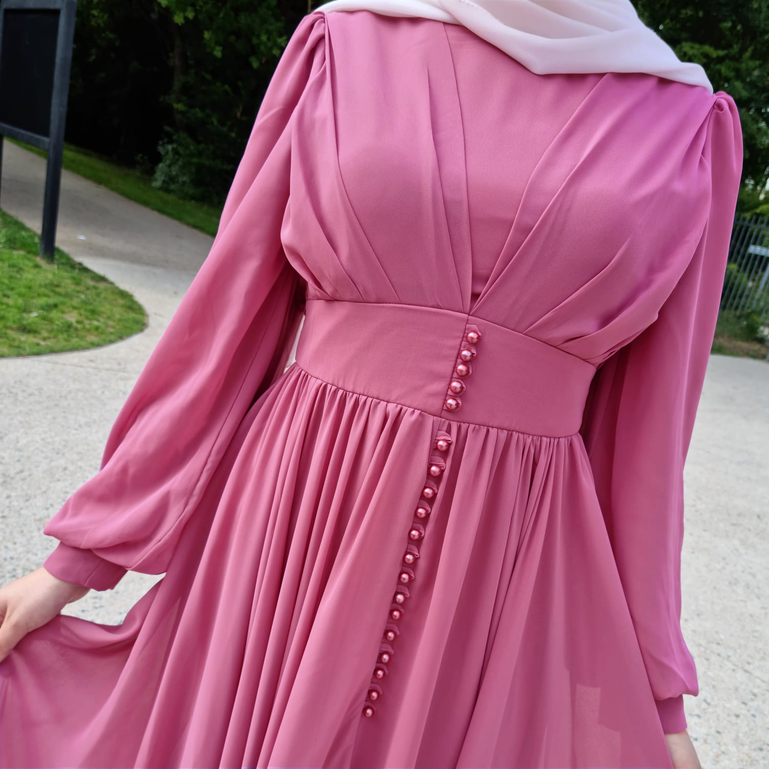 Robe Niyya mastour longue rose