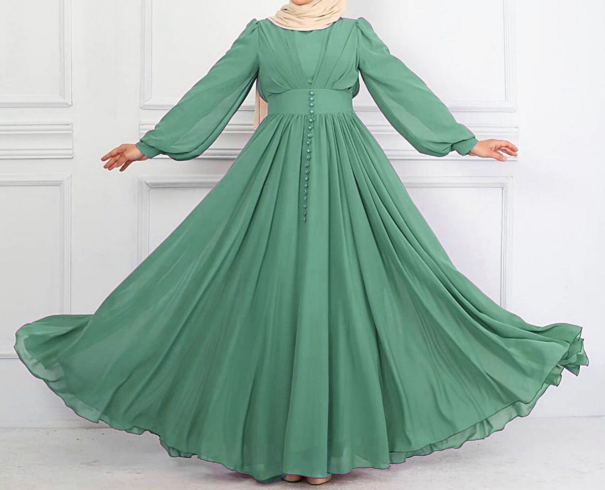 Niyya mastour long green dress