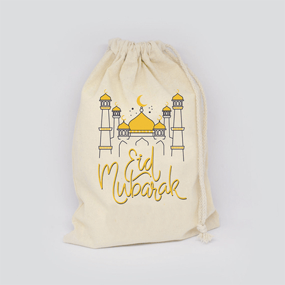 sac cadeaux en toile dore deco decoration eid mubarak ramadan 2022