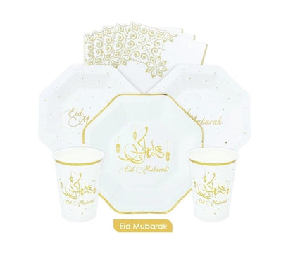 set vaisselles de table blanc deco | decoration eid mubarak ramadan 2022 | ensembles de vaisselle