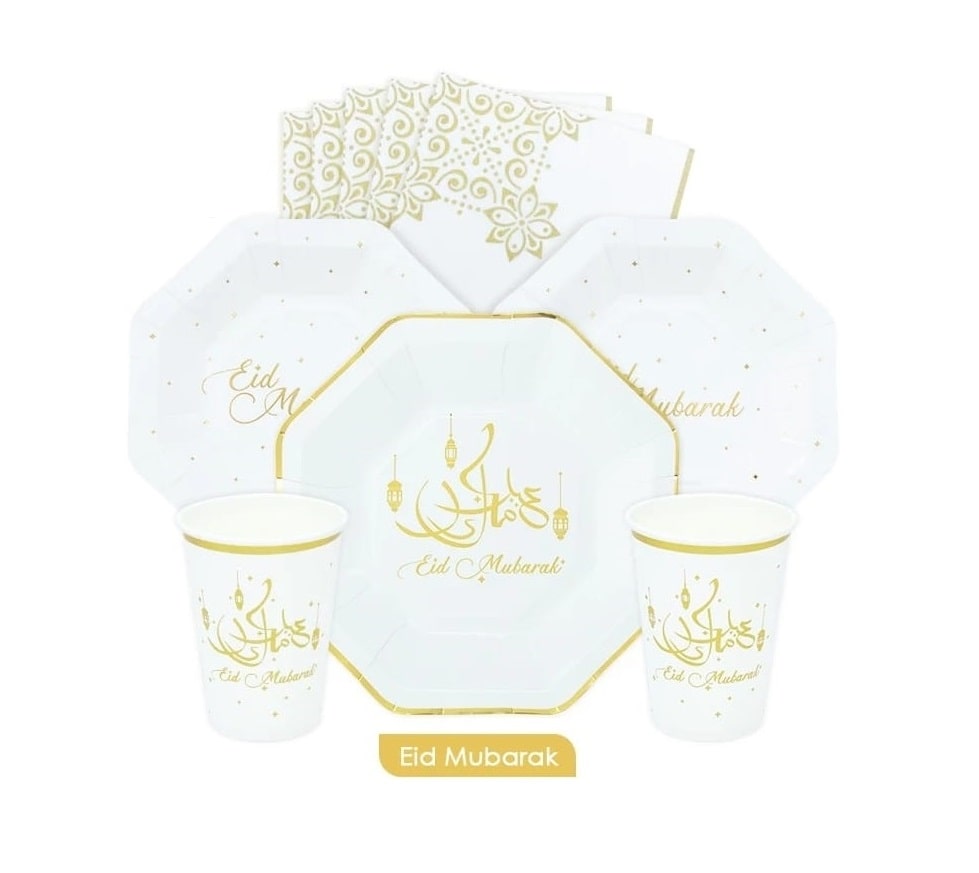 set vaisselles de table blanc deco | decoration eid mubarak ramadan 2022 | ensembles de vaisselle