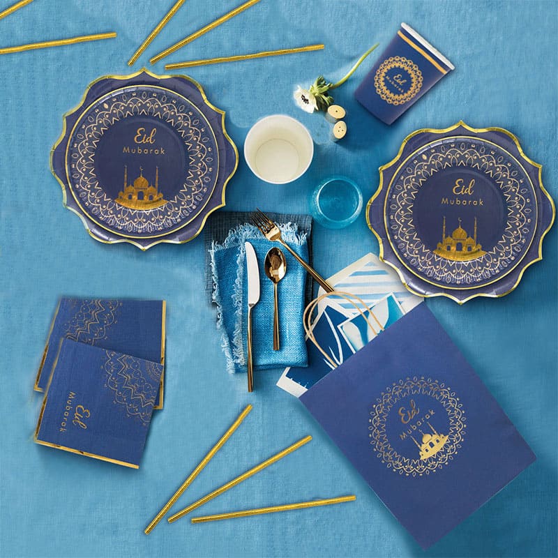 Set vaisselles de table Eid Mubarak Bleu A