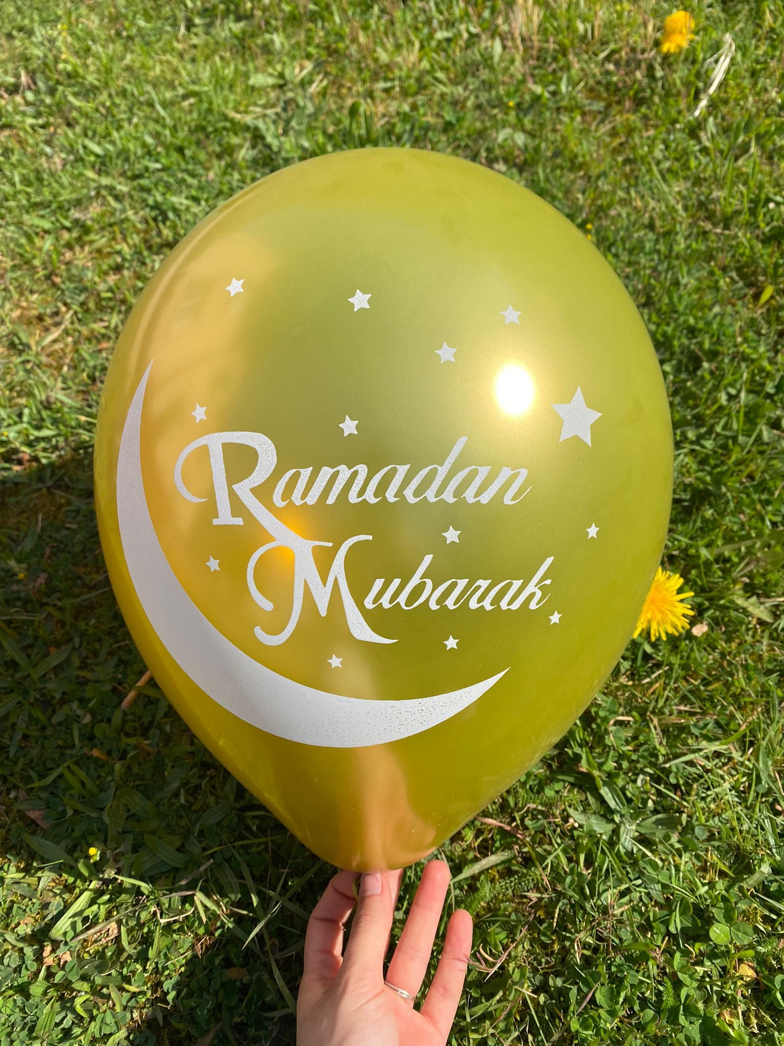 Ballons Ramadan Mubarak - Doré et blanc