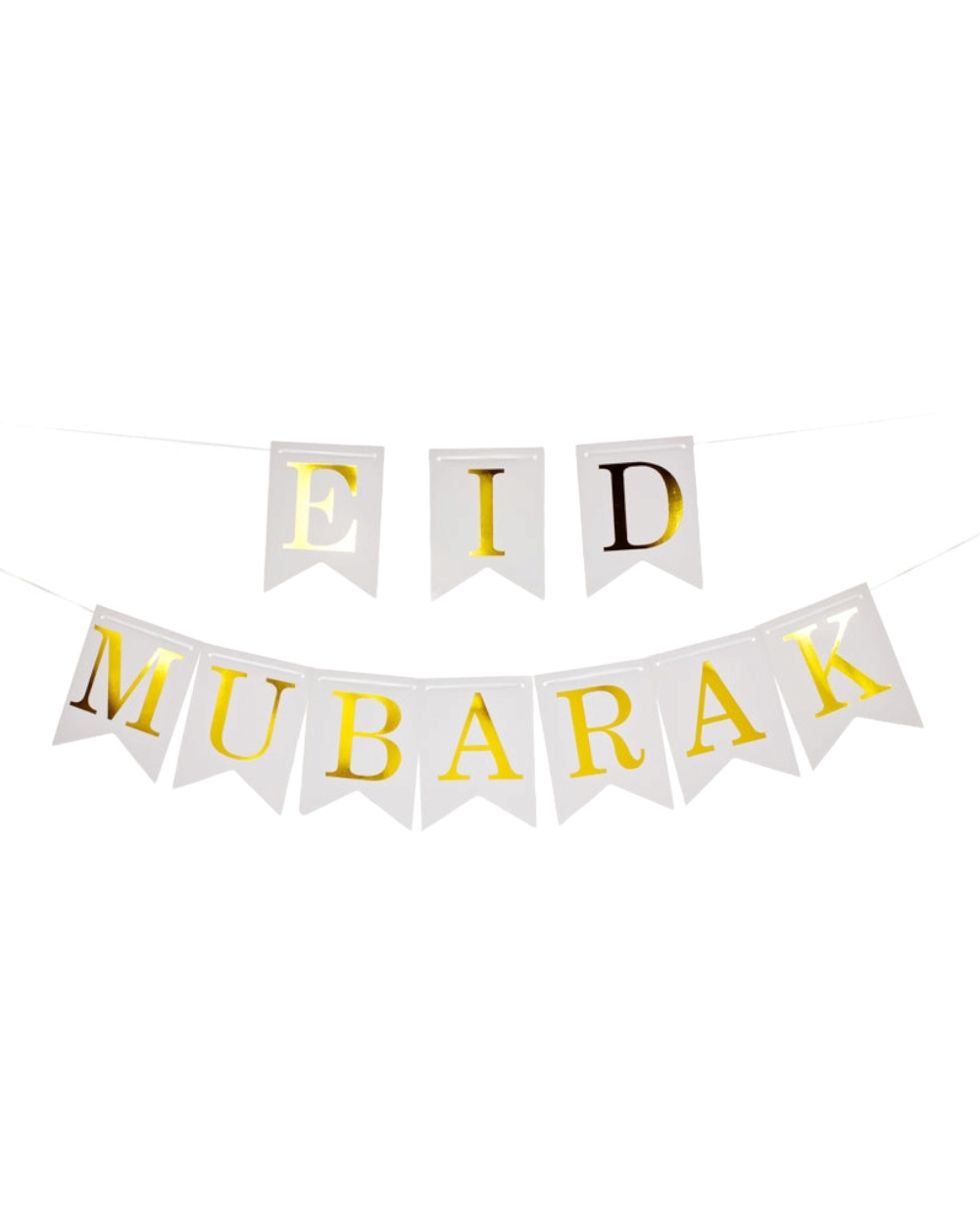 Banderole bannière Eid Mubarak - Blanc et doré - Happy Muz Deco