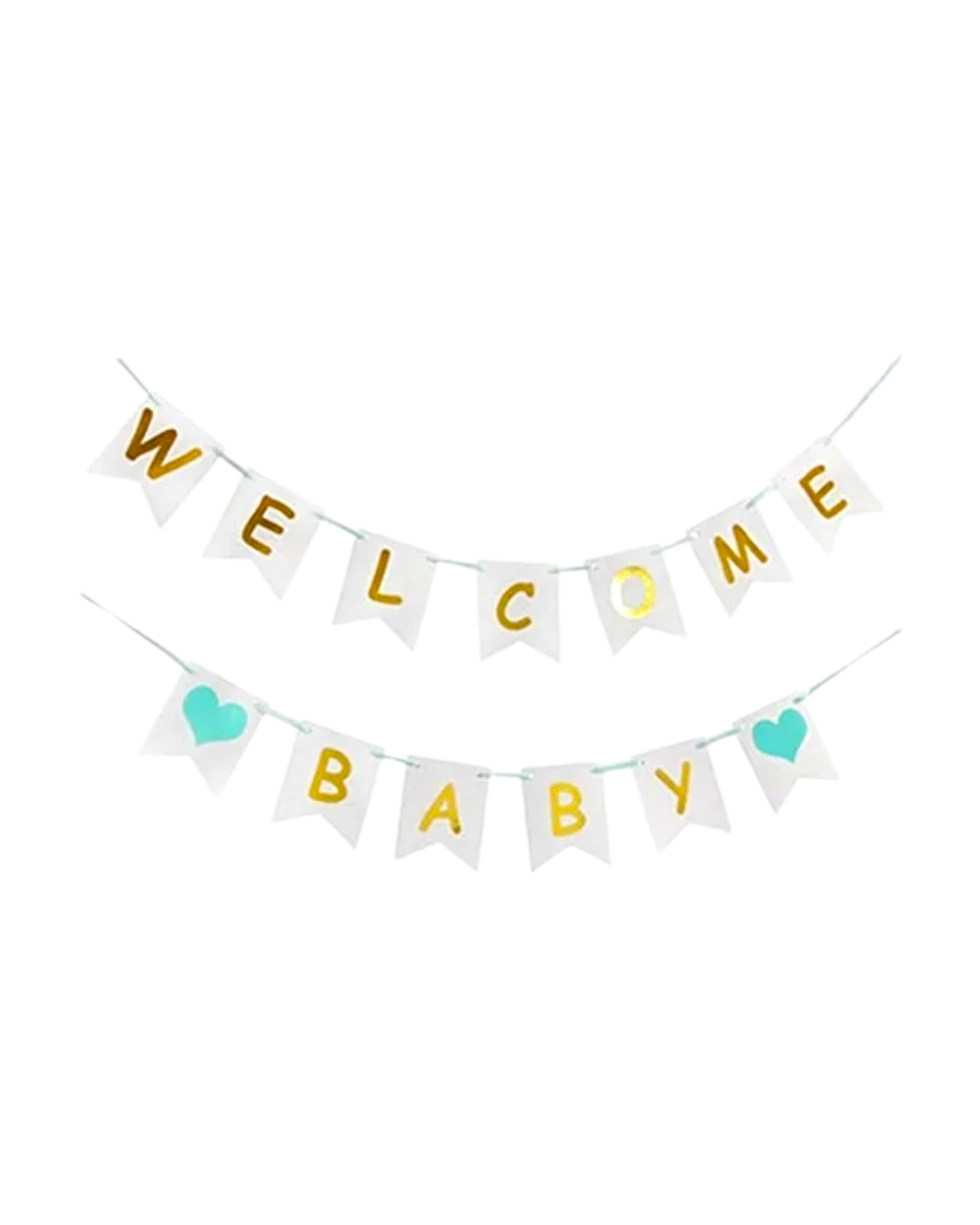 Banderole bannière Welcome Baby - Blanc, bleu et doré - Happy Muz Deco