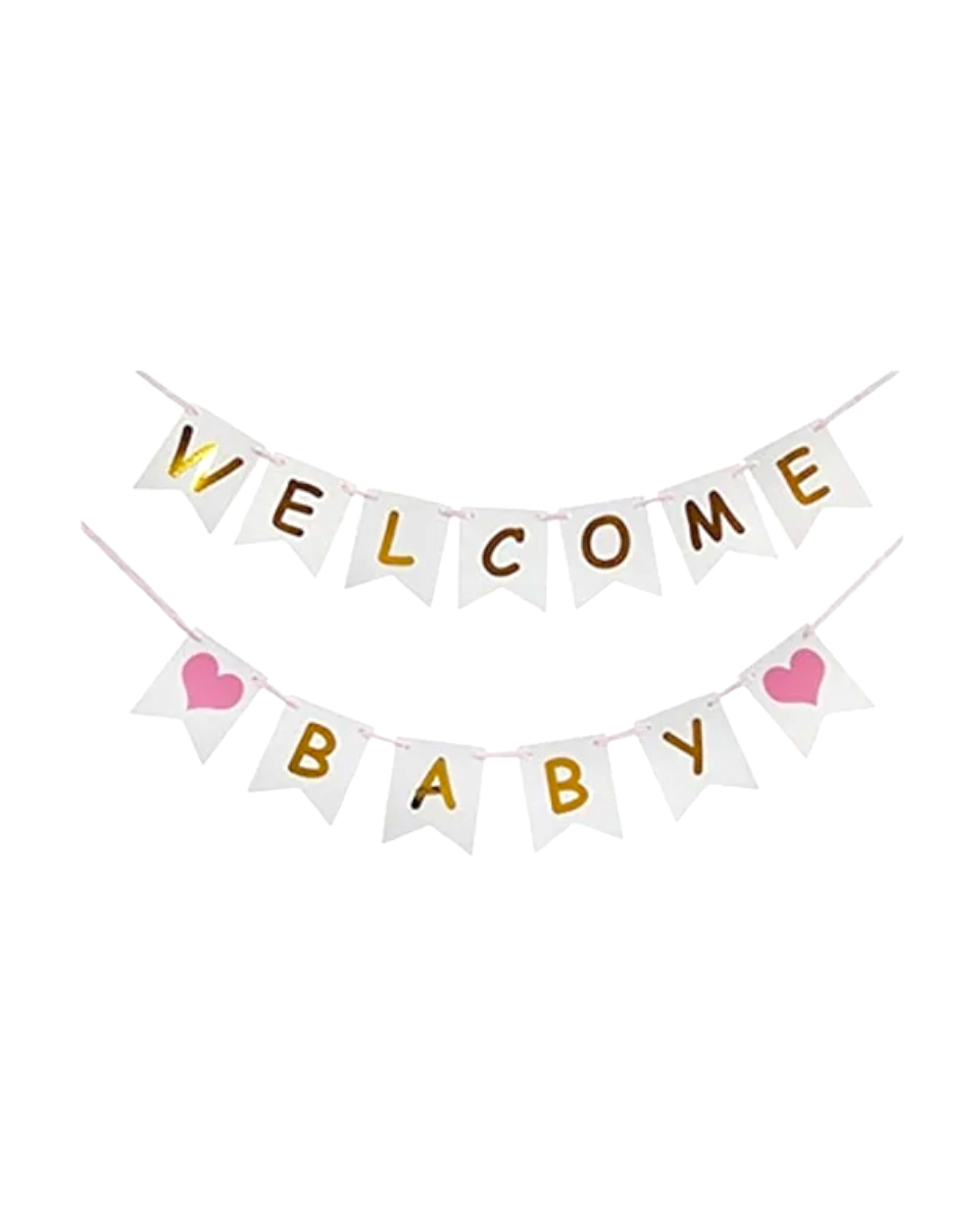 Banderole bannière Welcome Baby - Blanc, rose et doré - Happy Muz Deco