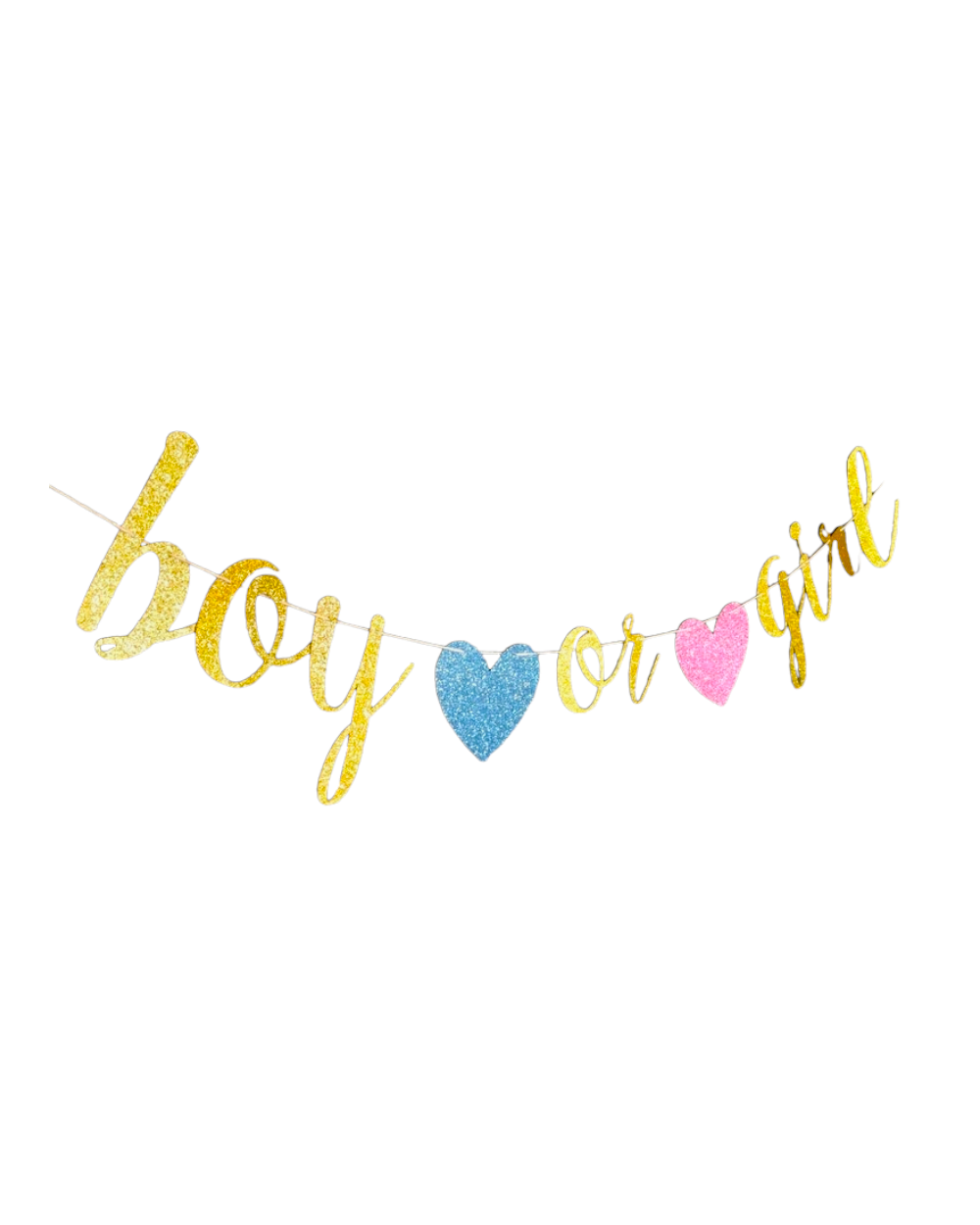 Banderole pailletée Boy or Girl - Doré, rose et bleu