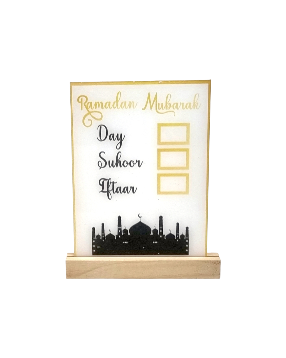 Calendrier / Counter horaire du Ramadan en Acrylique et support en
