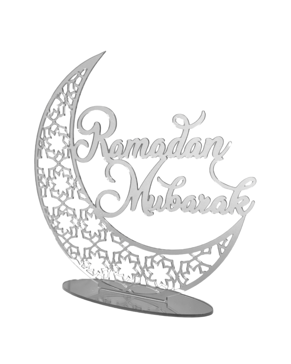 Déco en Acrylique Ramadan Mubarak Lune - Argent