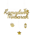 Déco suspendue Ramadan Mubarak en bois et acrylique - Doré
