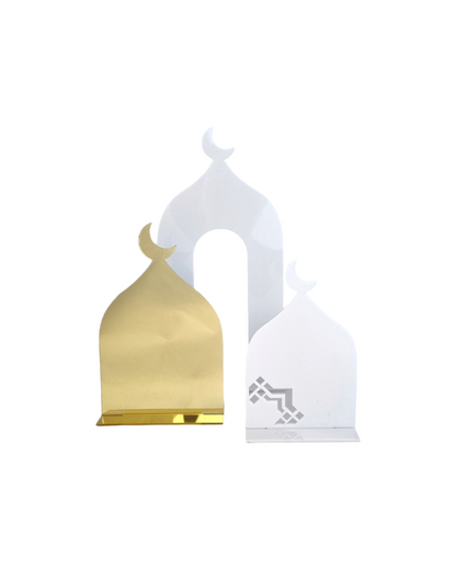Décoration trio de mosquées - Acrylique blanc et doré - Happy Muz Deco