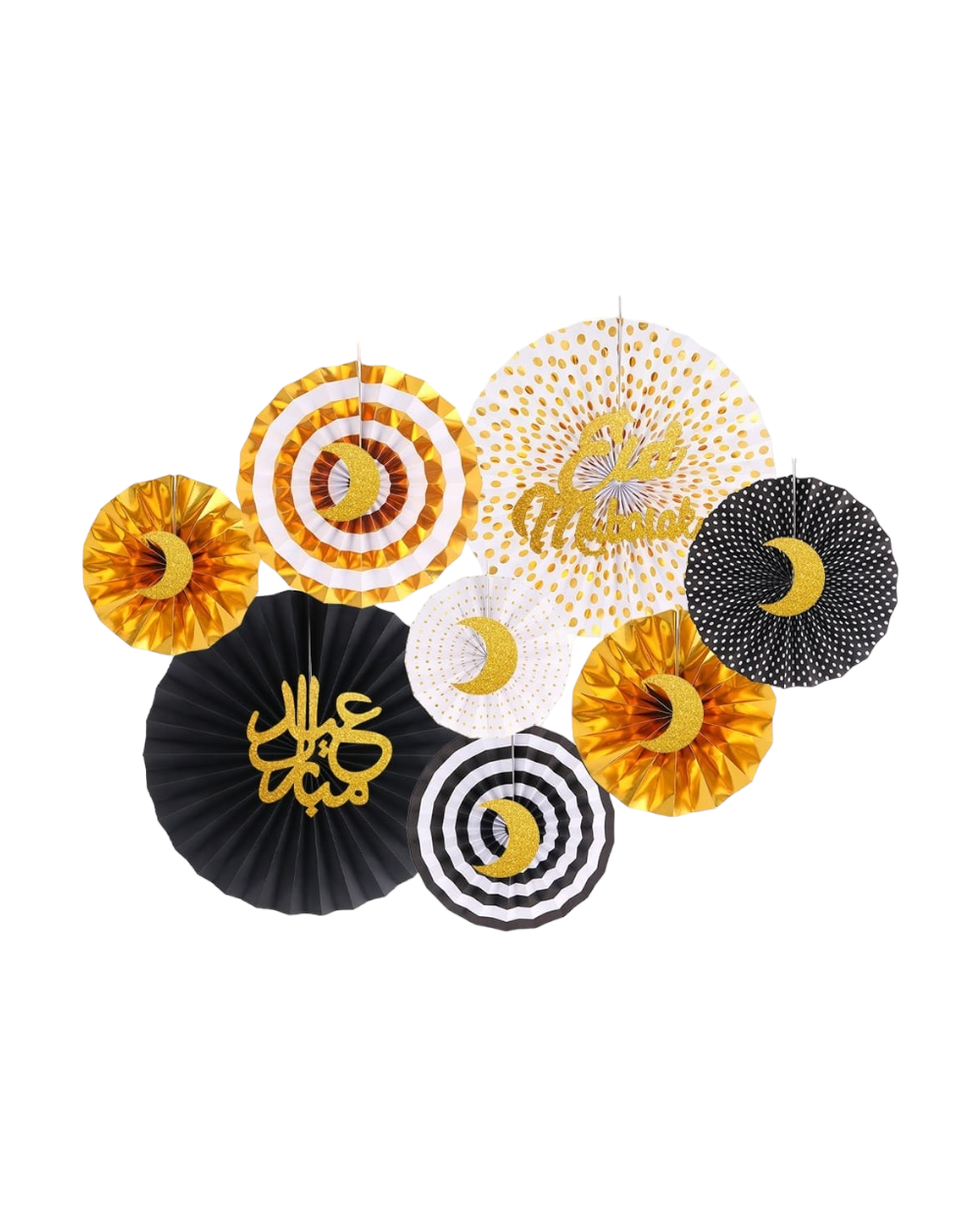 Eventails Dore noir blanc A - Happy Muz Deco